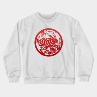 Chinese Zodiac Rabbit in Red Crewneck Sweatshirt